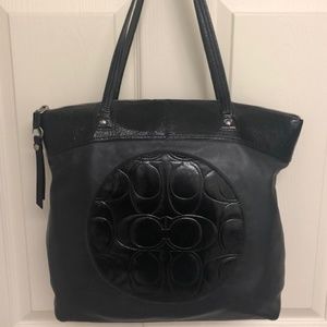 Coach Laura Black Leather Large Tote Purse #18336